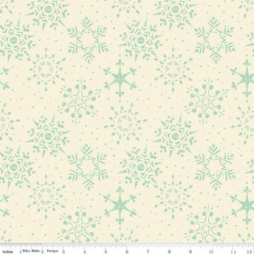 14" End of Bolt - SALE Adel in Winter Snowflakes C12267 Mint - Riley Blake Designs - Christmas Snowflake Dots - Quilting Cotton Fabric
