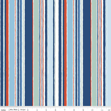 9" End of Bolt - SALE Riviera Collection A Deckchair Stripe A 01666453A - Riley Blake - Stripes -  Liberty Fabrics  - Quilting Cotton Fabric