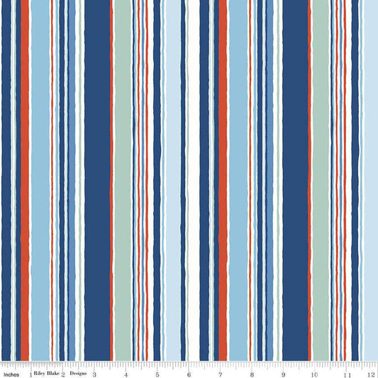 9" End of Bolt - SALE Riviera Collection A Deckchair Stripe A 01666453A - Riley Blake - Stripes -  Liberty Fabrics  - Quilting Cotton Fabric