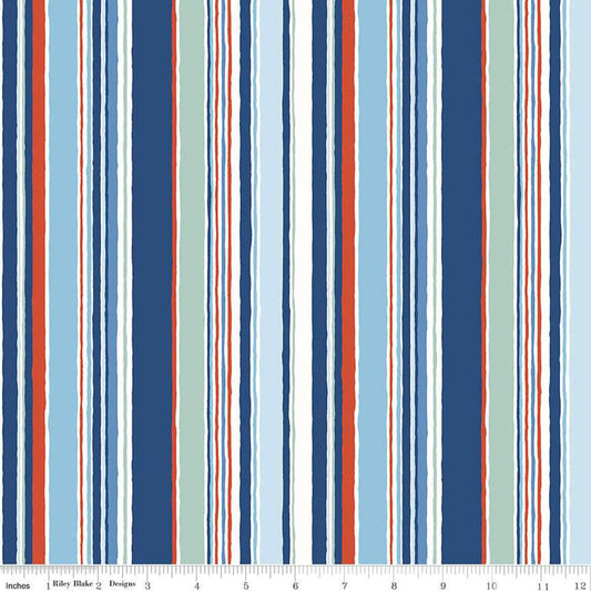 9" End of Bolt - SALE Riviera Collection A Deckchair Stripe A 01666453A - Riley Blake - Stripes -  Liberty Fabrics  - Quilting Cotton Fabric