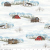 Fat Quarter End of Bolt - SALE Winter Barn Quilts Main CD12080 Parchment - Riley Blake - DIGITALLY PRINTED Barns Trees - Quilting Cotton