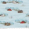35" End of Bolt - Winter Barn Quilts Main CD12080 Sky - Riley Blake Designs - DIGITALLY PRINTED Barns Trees Snow - Quilting Cotton
