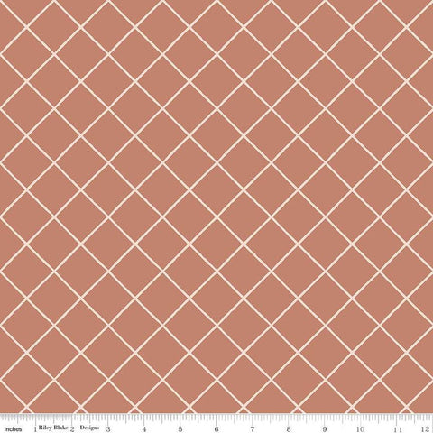Fat Quarter End of Bolt - SALE Elegance Essential C12221 Rose by Riley Blake Designs - 1" Diagonal Grid - Quilting Cotton Fabric