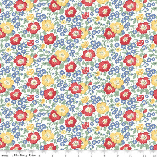 SALE Riviera Collection A Coastal Flowers A 01666451A - Riley Blake Designs - Floral -  Liberty Fabrics  - Quilting Cotton Fabric