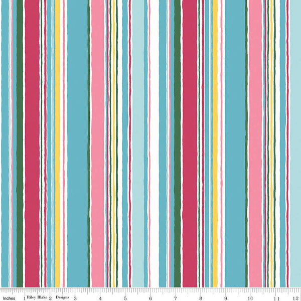 Fat Quarter End of Bolt - SALE Riviera Collection B Deckchair Stripe B 01666453B - Riley Blake Stripes -  Liberty Fabrics - Quilting Cotton