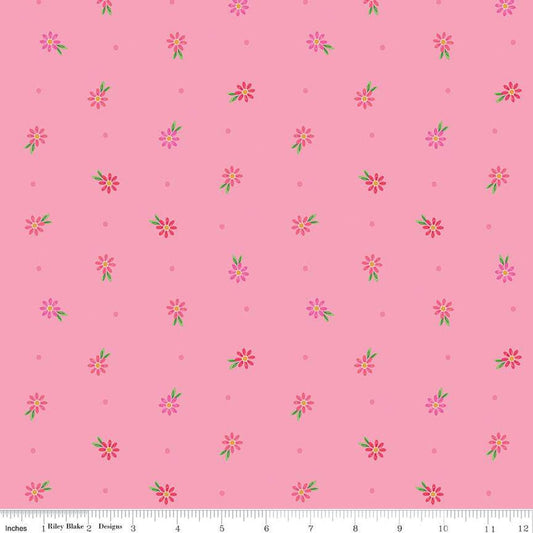 Fat Quarter End of Bolt - SALE Strength in Pink Daisies C12625 Pink - Riley Blake - Floral Flowers Breast Cancer - Quilting Cotton Fabric