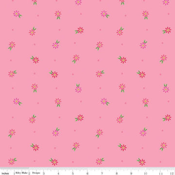 18" End of Bolt - SALE Strength in Pink Daisies C12625 Pink - Riley Blake - Floral Flowers Dots Breast Cancer - Quilting Cotton Fabric