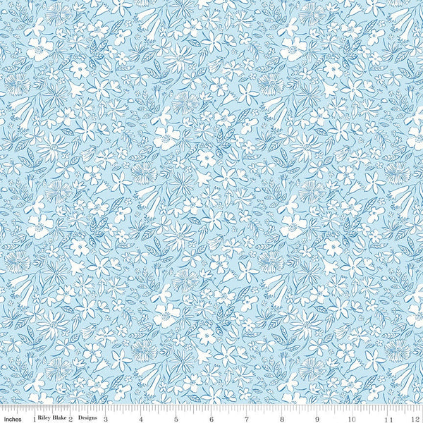 19" End of Bolt - SALE Riviera Collection A Summer Sketch A 01666459A - Riley Blake - Floral Flowers - Liberty Fabrics  - Quilting Cotton