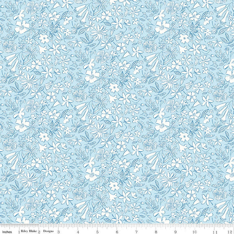 19" End of Bolt - SALE Riviera Collection A Summer Sketch A 01666459A - Riley Blake - Floral Flowers - Liberty Fabrics  - Quilting Cotton