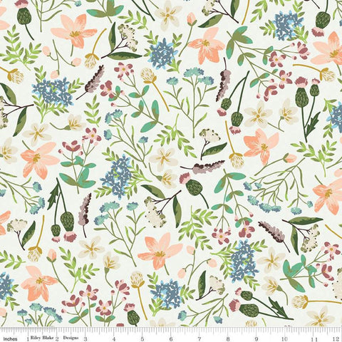 Fat Quarter End of Bolt - SALE Wildwood Wander Main C12430 Cream - by Riley Blake Designs - Floral Flowers - Quilting Cotton Fabric