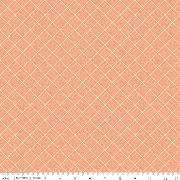 Fat Quarter End of Bolt - CLEARANCE Wildwood Wander Crosshatch C12435 Peach - by Riley Blake - Diagonal Geometric - Quilting Cotton Fabric