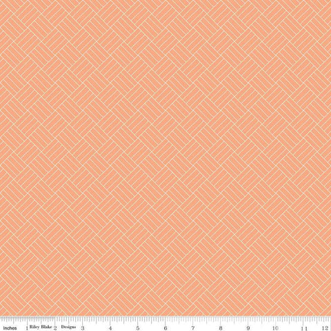 Fat Quarter End of Bolt - CLEARANCE Wildwood Wander Crosshatch C12435 Peach - by Riley Blake - Diagonal Geometric - Quilting Cotton Fabric