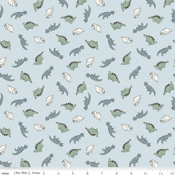27" End of Bolt - Roar Mini Dinos C12462 Sky - Riley Blake Designs - Children's Dinosaurs Dinosaur - Quilting Cotton Fabric