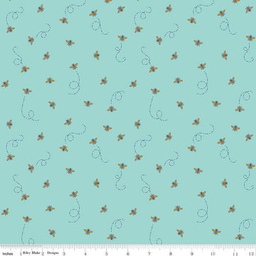 Fat Quarter End of Bolt - SALE Daisy Fields Bees SC12485 Scuba SPARKLE - Riley Blake - Antique Gold SPARKLE - Quilting Cotton Fabric