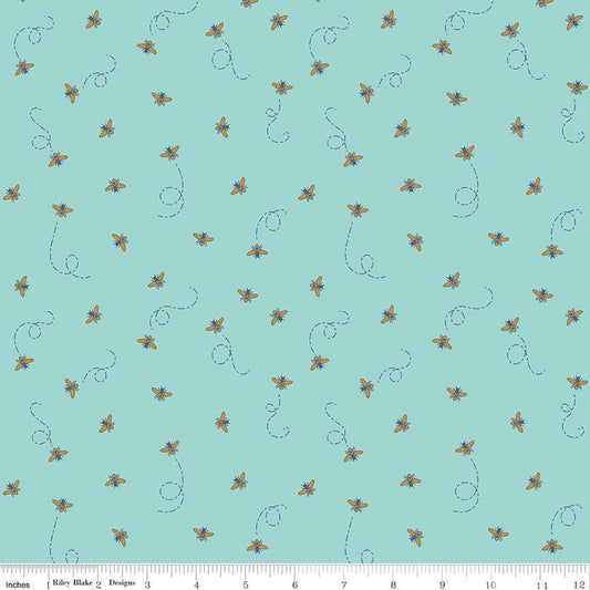 Fat Quarter End of Bolt - SALE Daisy Fields Bees SC12485 Scuba SPARKLE - Riley Blake - Antique Gold SPARKLE - Quilting Cotton Fabric