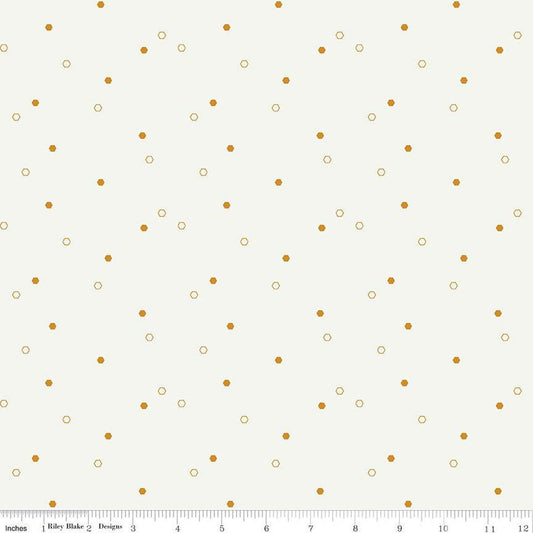13" End of Bolt Piece Daisy Fields Scattered SC12488 Sand Dollar SPARKLE Riley Blake Hexagons Antique Gold SPARKLE Quilting Cotton Fabric