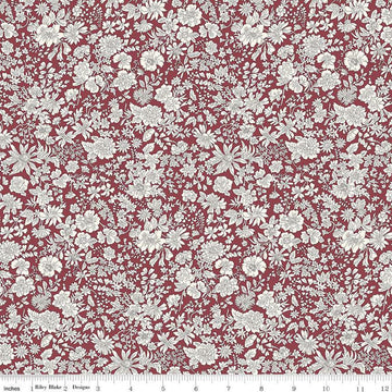 SALE 32" End of Bolt - Emily Belle Collection 01666435A Claret - Riley Blake - Floral Flowers - Liberty Fabrics - Quilting Cotton Fabric