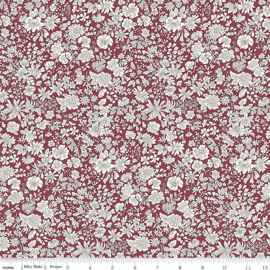 SALE 32" End of Bolt - Emily Belle Collection 01666435A Claret - Riley Blake - Floral Flowers - Liberty Fabrics - Quilting Cotton Fabric
