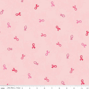 SALE Strength in Pink Ribbons C12622 Blush - Riley Blake Designs - Breast Cancer - Quilting Cotton Fabric