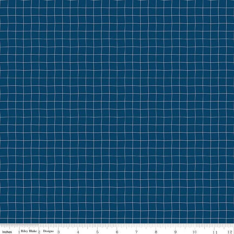 Fat Quarter End of Bolt - SALE Sew Much Fun Grid C12457 Navy by Riley Blake Designs - White Lines Geometric Sewing - Quilting Cotton Fabric