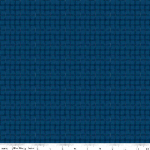 Fat Quarter End of Bolt - SALE Sew Much Fun Grid C12457 Navy by Riley Blake Designs - White Lines Geometric Sewing - Quilting Cotton Fabric