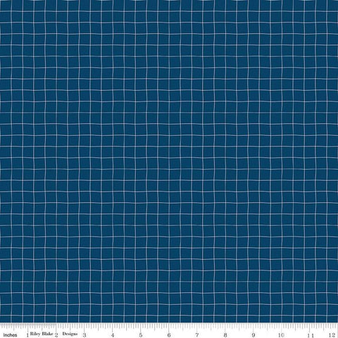 Fat Quarter End of Bolt - SALE Sew Much Fun Grid C12457 Navy by Riley Blake Designs - White Lines Geometric Sewing - Quilting Cotton Fabric