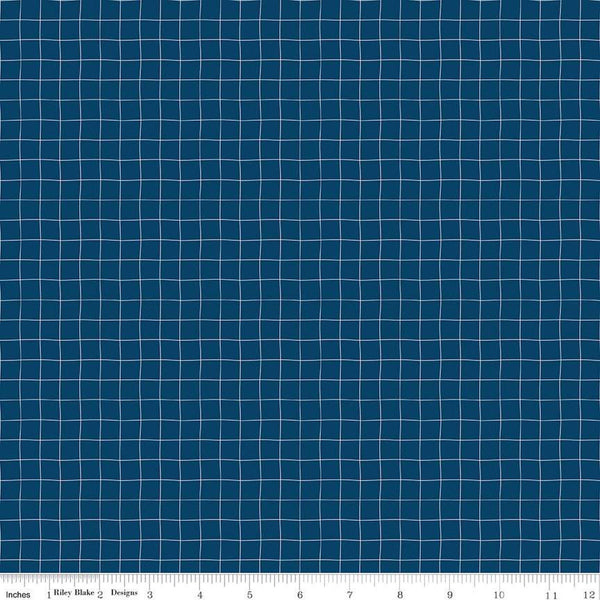 SALE Sew Much Fun Grid C12457 Navy by Riley Blake Designs - White Lines Geometric Sewing - Quilting Cotton Fabric