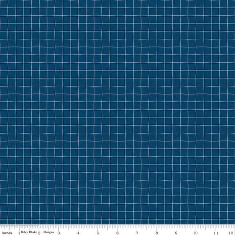 SALE Sew Much Fun Grid C12457 Navy by Riley Blake Designs - White Lines Geometric Sewing - Quilting Cotton Fabric