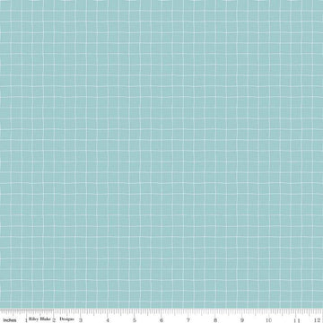 Fat Quarter End of Bolt - SALE Sew Much Fun Grid C12457 Sky - Riley Blake Designs - White Lines Geometric Sewing - Quilting Cotton Fabric