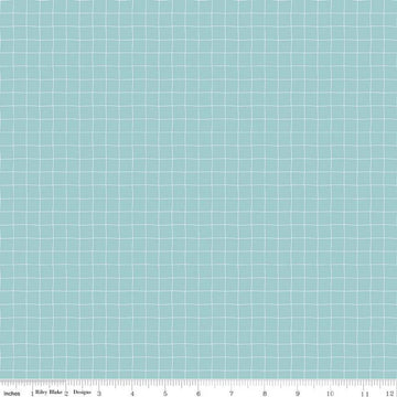 Fat Quarter End of Bolt - SALE Sew Much Fun Grid C12457 Sky - Riley Blake Designs - White Lines Geometric Sewing - Quilting Cotton Fabric
