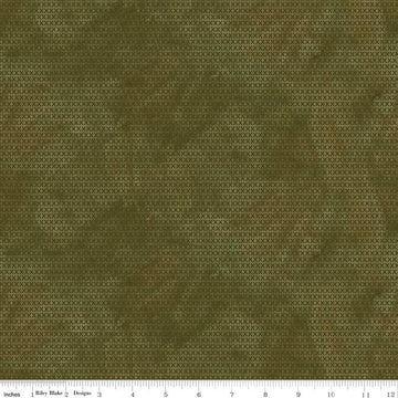 13" End of Bolt - Stitchy Birds Stitches C12606 Green by Riley Blake Designs - Folk Art Xs Tone-on-Tone - Quilting Cotton Fabric