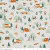 13" End of Bolt - FLANNEL Camp Woodland Main F12570 Off White - Riley Blake - Camping Trailers Tents Vans Tree Bears - FLANNEL Cotton Fabric