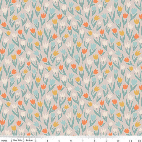 SALE Fairy Dust Tulips C12443 Gray - Riley Blake Designs - Floral Flowers - Quilting Cotton Fabric