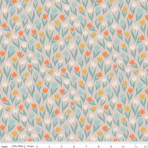 CLEARANCE Fairy Dust Tulips C12443 Gray - Riley Blake Designs - Floral Flowers - Quilting Cotton Fabric