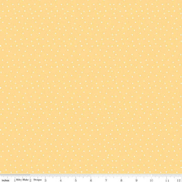 Fat Quarter End of Bolt Piece - SALE Sew Much Fun C12455 Sunshine - Riley Blake Designs - White Polka Dot Sewing - Quilting Cotton Fabric