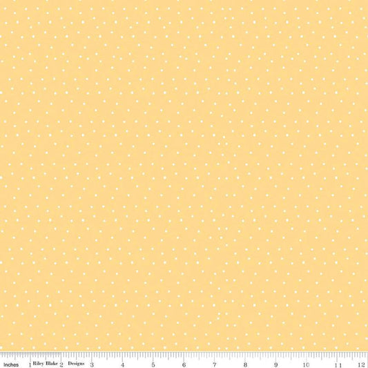 SALE Sew Much Fun Dots C12455 Sunshine - Riley Blake Designs - White Dots Dotted Polka Dot Sewing - Quilting Cotton Fabric