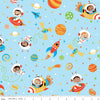 15" End of Bolt - FLANNEL Blast Off Main F12590 Sky - Riley Blake - Children's Space Astronauts Spaceships Planets Stars - FLANNEL Cotton