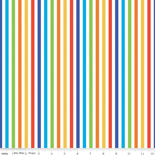 26" End of Bolt - FLANNEL Blast Solar Stripes F12594 Multi - Riley Blake Designs - 1/4" Stripe Striped - FLANNEL Cotton Fabric