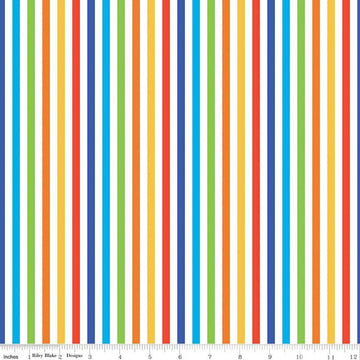 26" End of Bolt - FLANNEL Blast Solar Stripes F12594 Multi - Riley Blake Designs - 1/4" Stripe Striped - FLANNEL Cotton Fabric