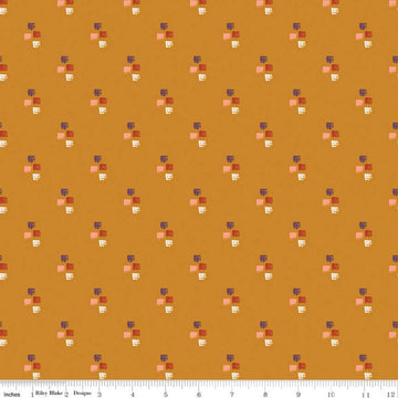 Fat Quarter End of Bolt - CLEARANCE Maple Strokes C12477 Gold - Riley Blake  - Geometric Squares - Quilting Cotton