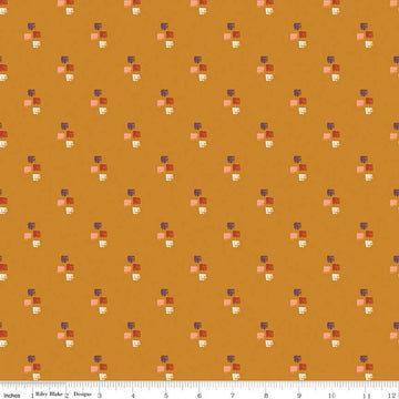 9" End of Bolt - CLEARANCE Maple Strokes C12477 Gold - Riley Blake  - Geometric Squares - Quilting Cotton