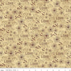 CLEARANCE Fat Quarter End of Bolt - Stitchy Birds Love C12604 Parchment - Riley Blake - Folk Art Flowers Cross Text - Quilting Cotton Fabric