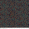 Fat Quarter End of Bolt - Stitchy Birds Vines C12605 Midnight - Riley Blake Designs - Folk Art Flowers Floral Leaves Quilting Cotton Fabric