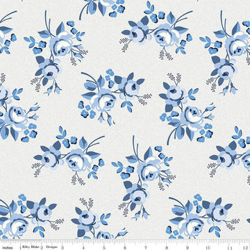 18" End of Bolt - Blue Jean Main C12720 Off White by Riley Blake Designs - Floral Flowers - Quilting Cotton Fabric