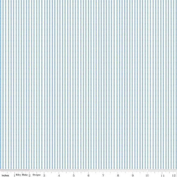 21" End of Bolt - Blue Jean Stripe C12725 Off White by Riley Blake Designs - Stripes Striped - Quilting Cotton Fabric