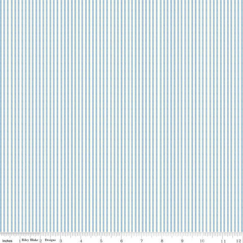 21" End of Bolt - Blue Jean Stripe C12725 Off White by Riley Blake Designs - Stripes Striped - Quilting Cotton Fabric