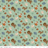 9" End of Bolt Piece FLANNEL Camp Woodland Animals F12571 Pistachio Riley Blake Bears Fox Racoon Squirrel Owl Hedgehog FLANNEL Cotton Fabric