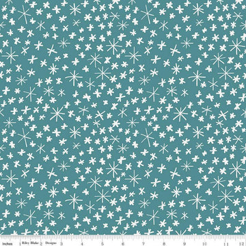 35" End of Bolt - FLANNEL Nice Ice Baby Snowflakes F12574 Teal - Riley Blake Designs - Winter Snowflake - FLANNEL Cotton Fabric