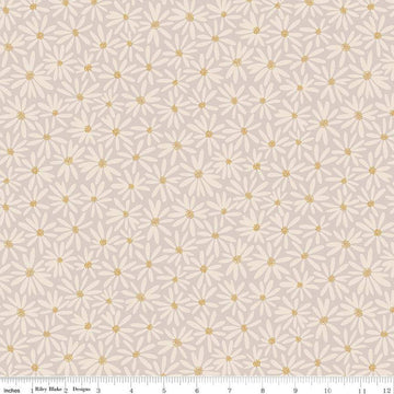 Fat Quarter End of Bolt - SALE Fairy Dust Daisies SC12441 Gray SPARKLE - Riley Blake - Floral Flowers Antique Gold SPARKLE - Quilting Cotton