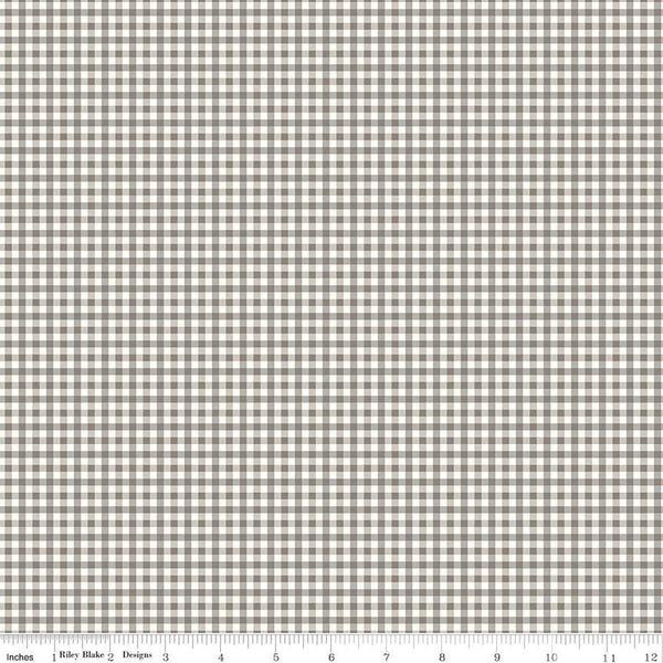 Fat Quarter End of Bolt - CLEARANCE Bee Ginghams Camille C12560 Pebble - Riley Blake - 1/8" PRINTED Plaid - Lori Holt Quilting Cotton Fabric